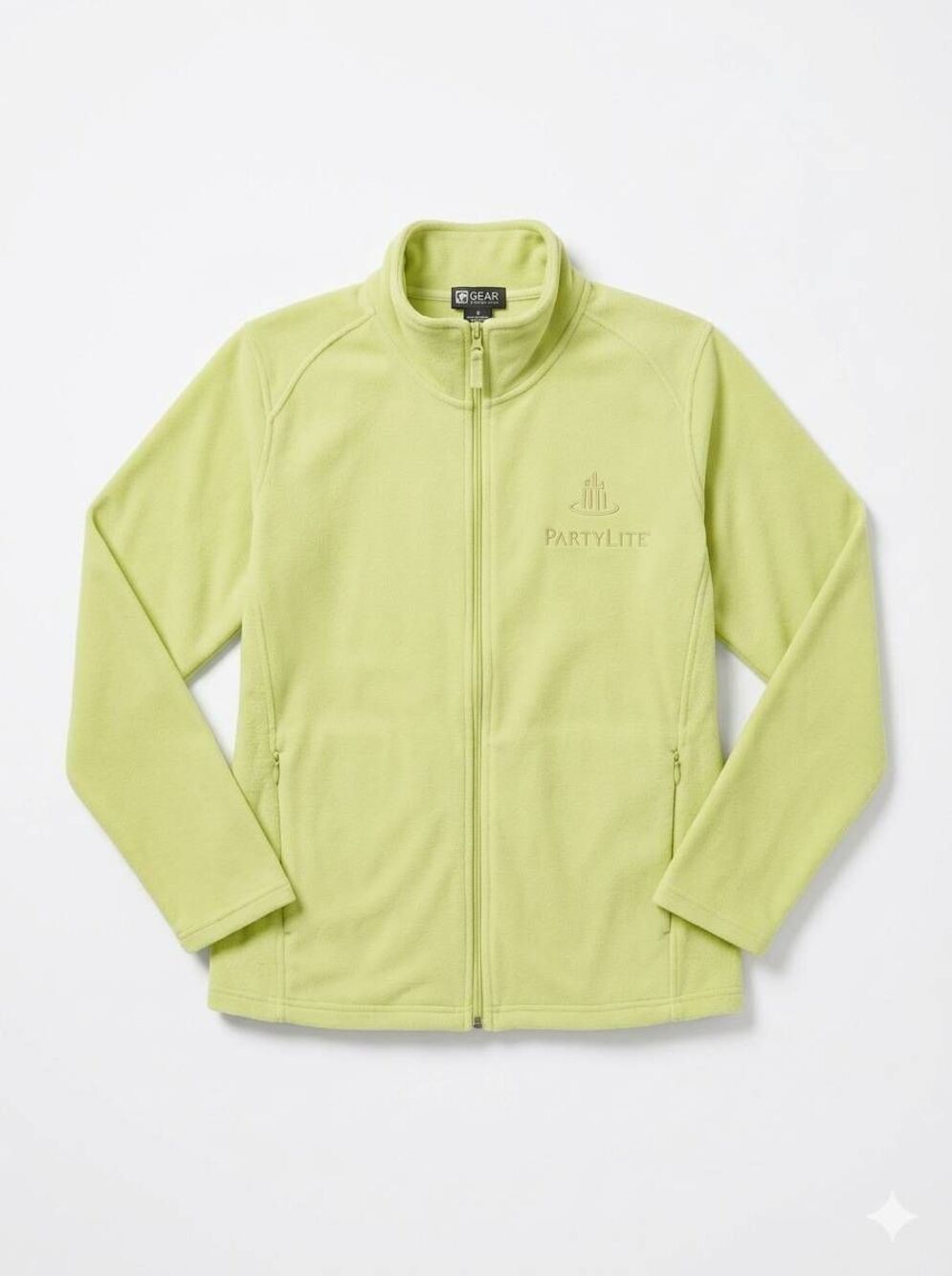 💜PartyLite Lime Green Zipper Fleece Sweater Jacket Large